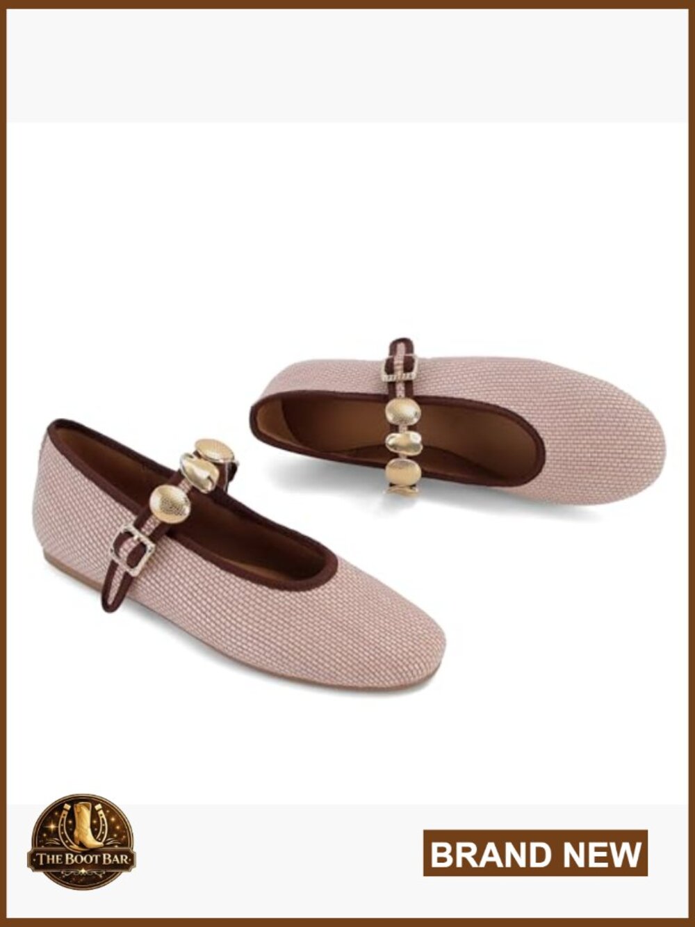 Studded Buckle Strap Mary Jane Ballet Flats Round Toe Dressy Casual - Picture 6 of 7